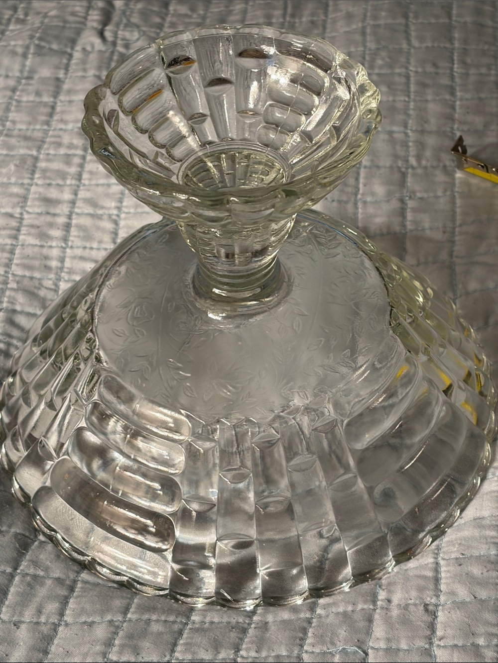 Vintage Clear Glass Compote Pedestal Vase - Picture 6 of 10